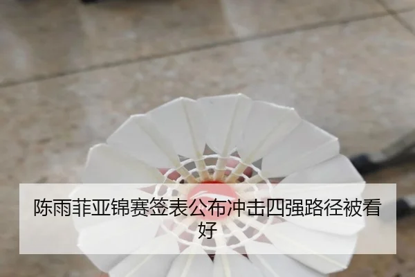 陈雨菲亚锦赛签表公布冲击四强路径被看好
